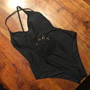 Black one piece swim suit